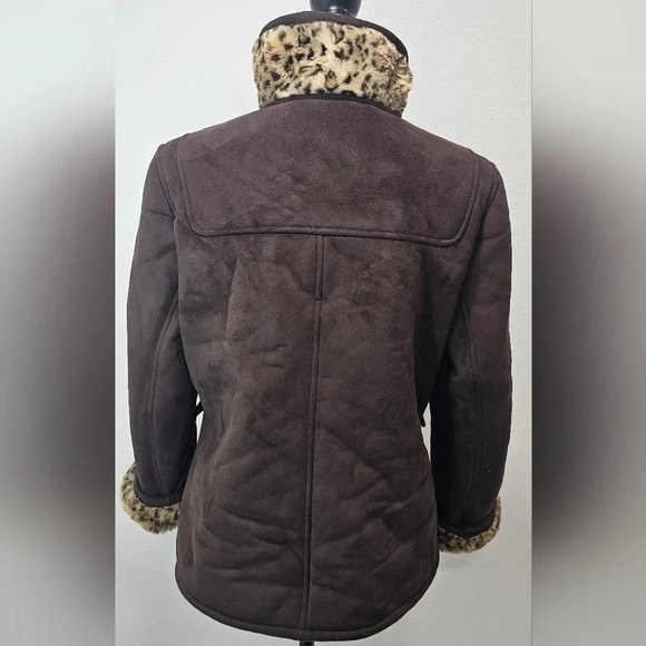 Utex Design Faux Micro Suede/Fur Leopard Print Jacket Size Medium-EUC - Picture 9 of 16